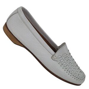 NEW Bruno Magli Italy Bone White Woven Leather Dress Shoes Men 10 Vintage Loafer